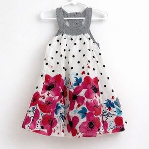 Deux Par Deux Girls Twirl Dress Floral Polka Dot Size 2T